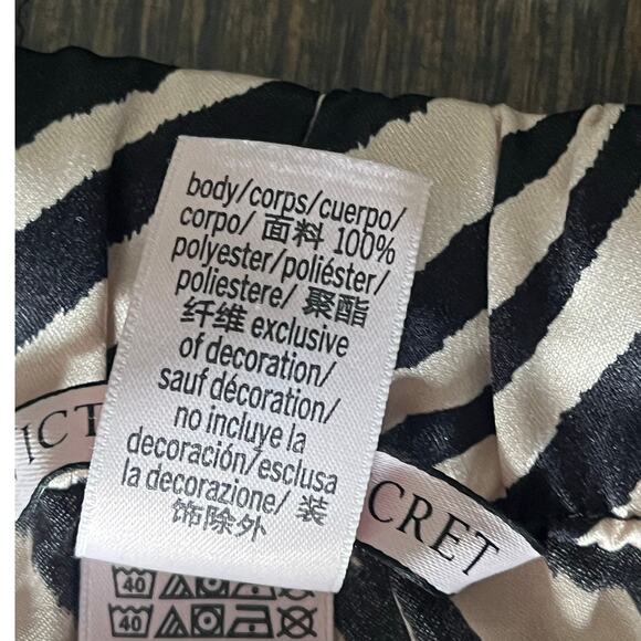 Victoria’s Secret Black Zebra Drawstring Pockets Satin Lounge Pajama Pant sz XL - Picture 6 of 8